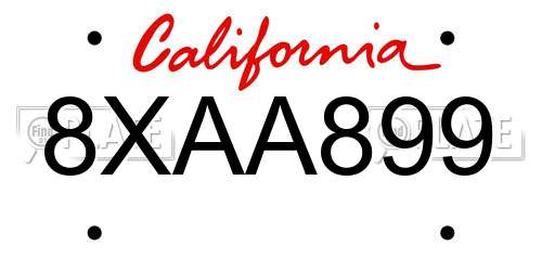 8XAA899 California License Plate