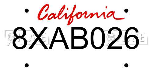 8XAB026 California License Plate