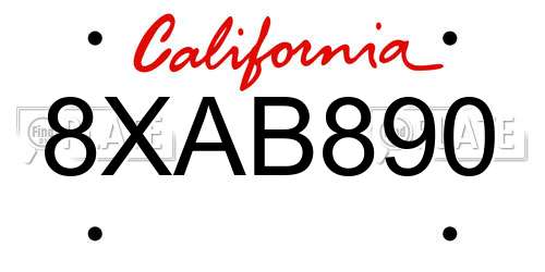 8XAB890 California License Plate