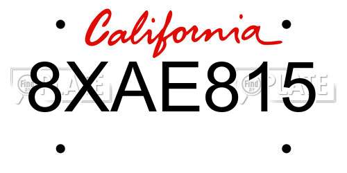 8XAE815 California License Plate