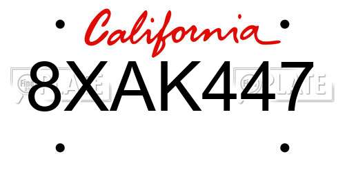 8XAK447 California License Plate