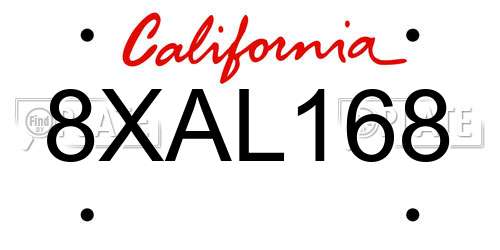 8XAL168 California License Plate