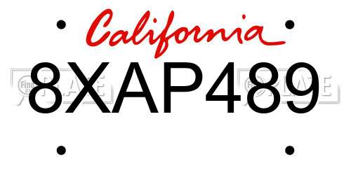8XAP489 California License Plate