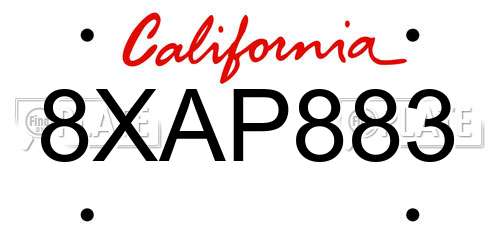 8XAP883 California License Plate