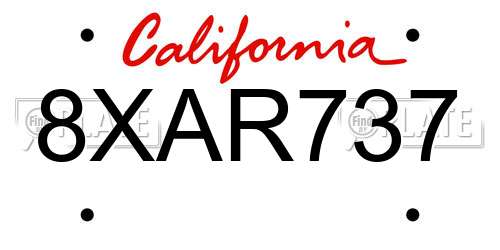 8XAR737 California License Plate