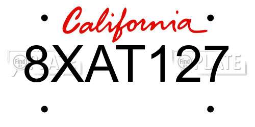 8XAT127 California License Plate