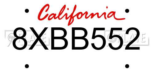 8XBB552 California License Plate