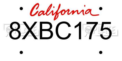 8XBC175 California License Plate