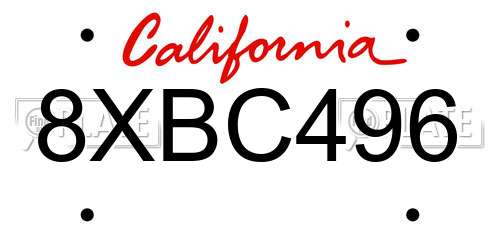 8XBC496 California License Plate