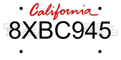 8XBC945 California License Plate