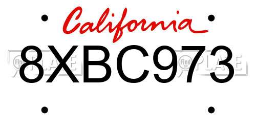 8XBC973 California License Plate