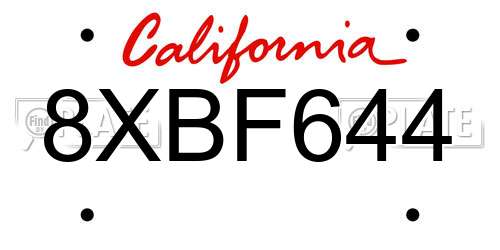 8XBF644 California License Plate