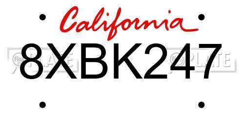 8XBK247 California License Plate