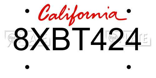 8XBT424 California License Plate