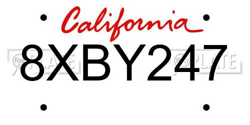 8XBY247 California License Plate