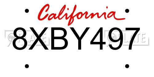 8XBY497 California License Plate