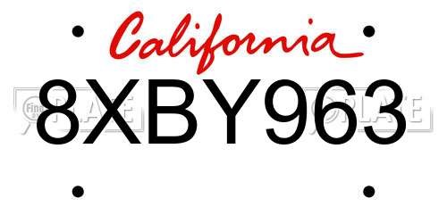 8XBY963 California License Plate