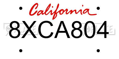 8XCA804 California License Plate