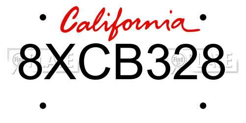 8XCB328 California License Plate