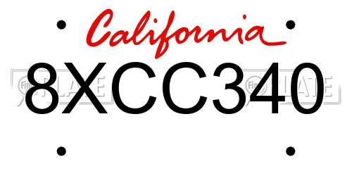 8XCC340 California License Plate