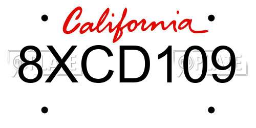 8XCD109 California License Plate
