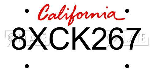8XCK267 California License Plate