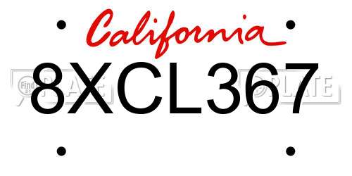 8XCL367 California License Plate