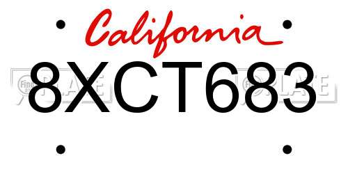 8XCT683 California License Plate