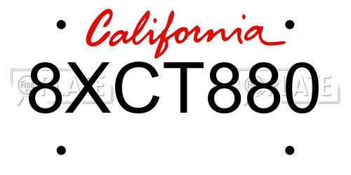 8XCT880 California License Plate
