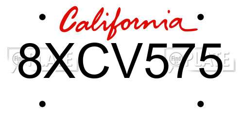 8XCV575 California License Plate