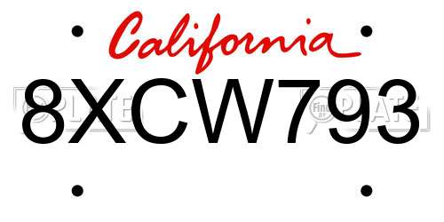 8XCW793 California License Plate