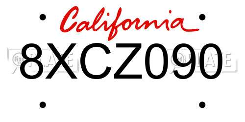 8XCZ090 California License Plate