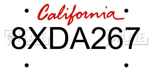 8XDA267 California License Plate