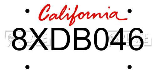 8XDB046 California License Plate