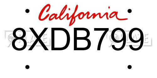 8XDB799 California License Plate