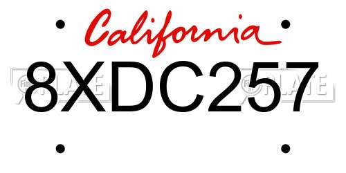 8XDC257 California License Plate