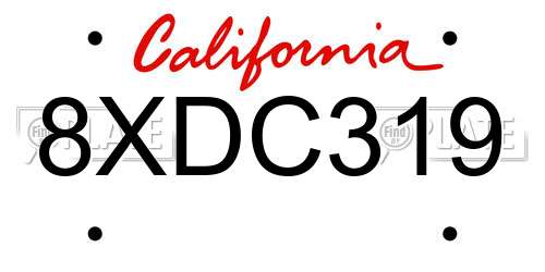 8XDC319 California License Plate