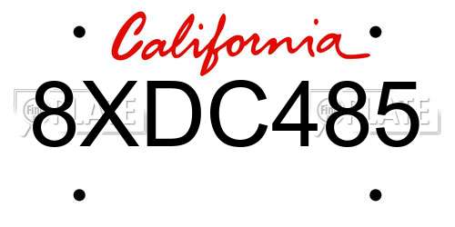 8XDC485 California License Plate
