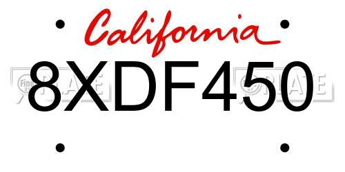 8XDF450 California License Plate