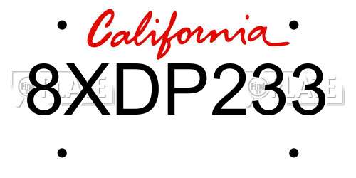 8XDP233 California License Plate