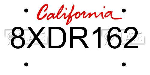 8XDR162 California License Plate