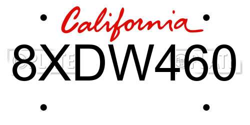8XDW460 California License Plate