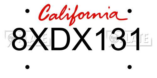 8XDX131 California License Plate