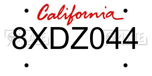 8XDZ044 California License Plate