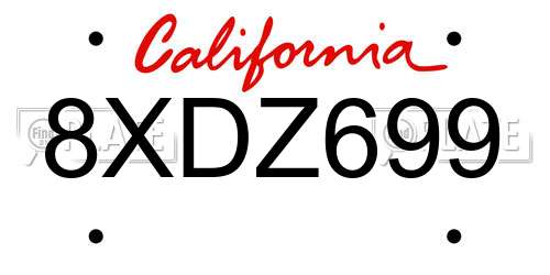 8XDZ699 California License Plate