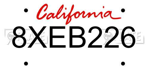 8XEB226 California License Plate