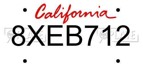 8XEB712 California License Plate