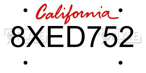 8XED752 California License Plate