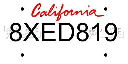 8XED819 California License Plate