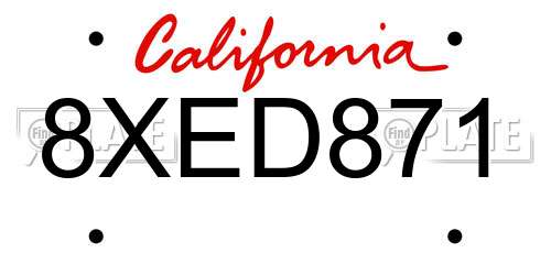 8XED871 California License Plate